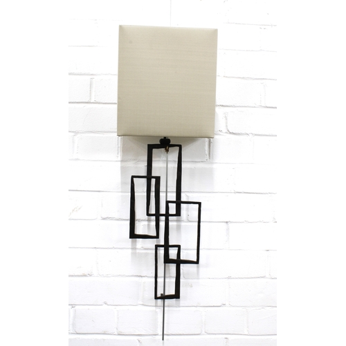 333 - Pair of Porta Romana Salperton bronze patinated metal geometric  wall lights, with rough textured fi... 