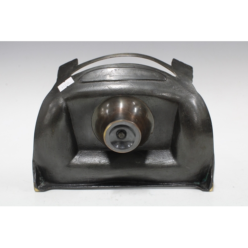 341 - Bronze patinated Art Nouveau inkwell, 24 x 10cm