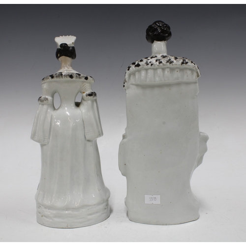 343 - Pair of Staffordshire figures of Queen Victoria (a/f) and Prince Albert, 28cm (2)