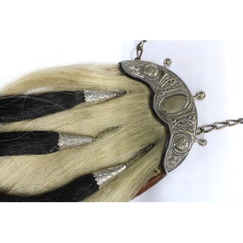 90D - R.G Lawrie of Glasgow & Edinburgh horsehair sporran with celtic embossed silver plated cantle togeth... 