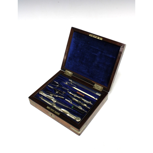Victorian rosewood boxed draughtsman's set.