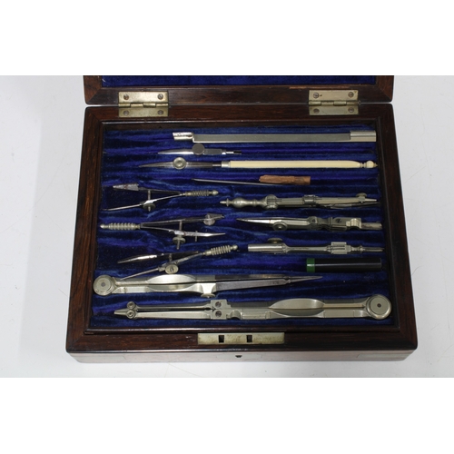 Victorian rosewood boxed draughtsman's set.