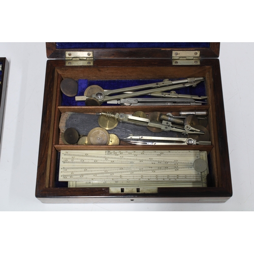 Victorian rosewood boxed draughtsman's set.