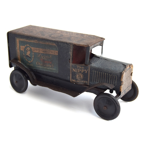 413 - An early 20th century tinplate clockwork Lyons' Sweets van, 'The Nippy'