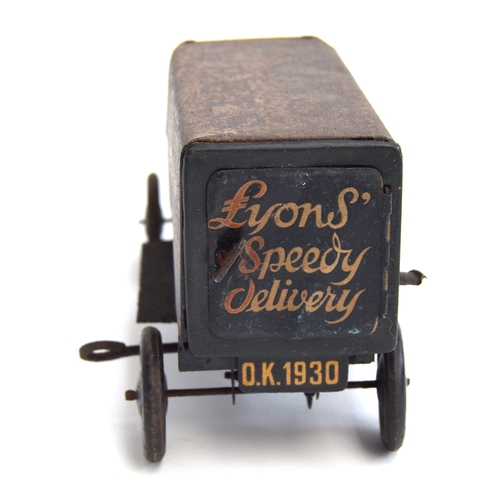 413 - An early 20th century tinplate clockwork Lyons' Sweets van, 'The Nippy'