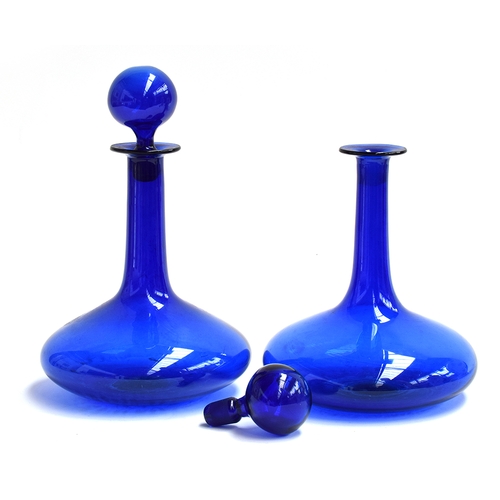 367 - A pair of Bristol blue glass ship's decanters with stoppers, each 28cmH

Provenance: from the estate... 