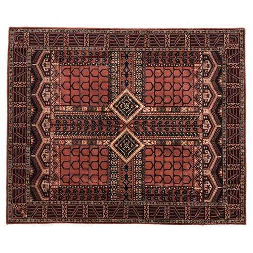 658 - Two cotton and woolen pile Dutch table rugs, in reddish toned Turkish carpet patterns, one with some... 