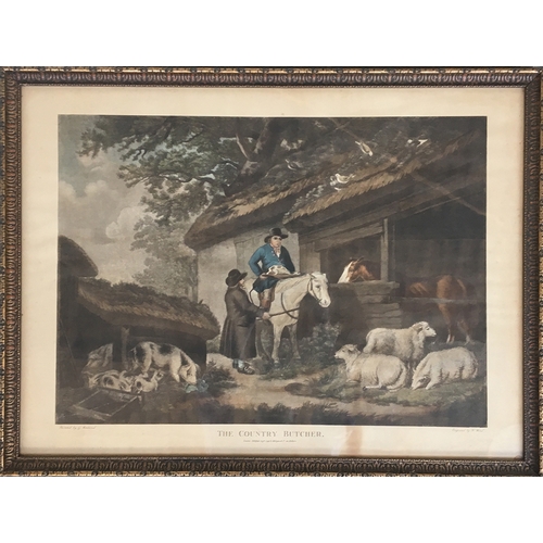 432 - After George  Morland. The Country Butcher, by W.Ward, published in 1798, coloured mezzotint, 54x73c... 