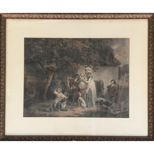 433 - After George  Morland. The Happy Cottagers, coloured mezzotint, 39x52cm

Provenance: from the estate... 