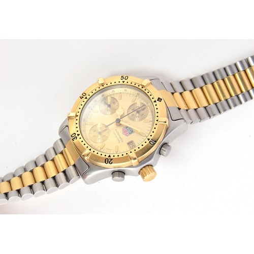 102 - A GENTLEMAN'S STAINLESS STEEL AND GOLD PLATED TAG HEUER CHRONOGRAPH BRACELET WATCH
CIRCA 1990s, REF ... 