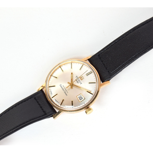 113 - A GENTLEMAN'S 9CT GOLD TISSOT SEASTAR SEVEN WRIST WATCH
DATED 1978, REF OP44547, SILVERED DIAL, APPL... 