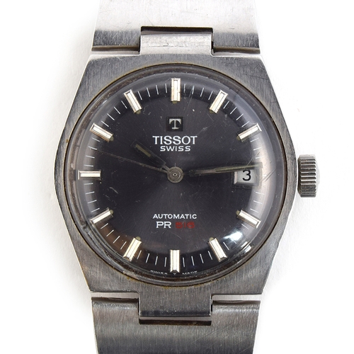 114 - A GENTLEMAN'S STAINLESS STEEL TISSOT PR516 BRACELET WATCH
CIRCA 1970, REF 44630-5X, GREY DIAL, DOUBL... 