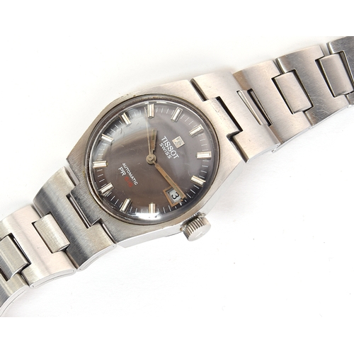 114 - A GENTLEMAN'S STAINLESS STEEL TISSOT PR516 BRACELET WATCH
CIRCA 1970, REF 44630-5X, GREY DIAL, DOUBL... 