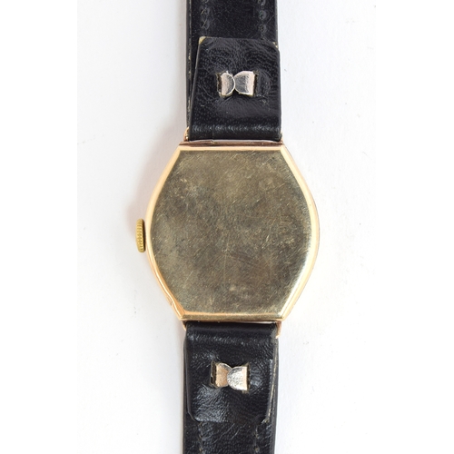 42 - A GENTLEMAN'S 9CT GOLD OMEGA WRIST WATCH
DATED 1937, REF 45489, PARCHMENT DIAL, RAISED ARABIC NUMBER... 