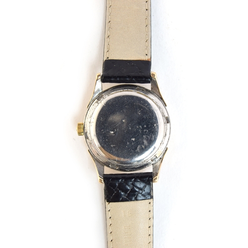 52 - A GENTLEMAN'S GOLD FILLED OMEGA WRIST WATCH
DATED 1947, REF 2582-6, SILVERED DIAL, ARROW HEAD MARKER... 