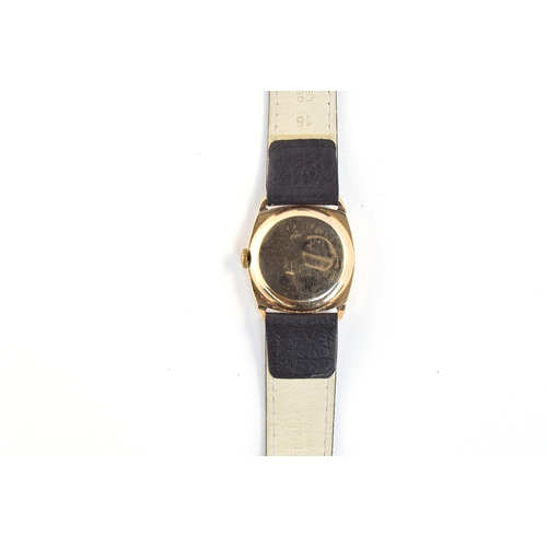 64 - A GENTLEMAN'S 9CT ROSE GOLD OMEGA WRIST WATCH 
CIRCA 1950s, Hallmarked Birmingham, black dial with r... 