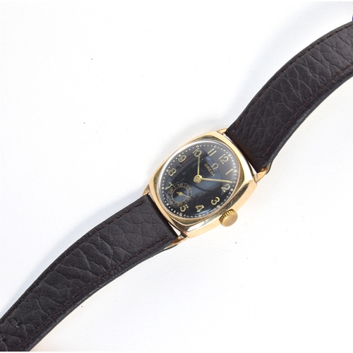 64 - A GENTLEMAN'S 9CT ROSE GOLD OMEGA WRIST WATCH 
CIRCA 1950s, Hallmarked Birmingham, black dial with r... 