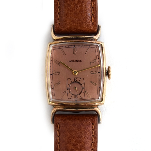 67 - A 10CT GOLD FILLED LONGINES WRIST WATCH
CIRCA 1940s, REF 541543, SALMON PINK DIAL WITH SUB SECONDS.
... 