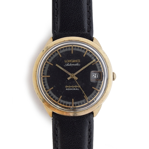 71 - A GENTLEMAN'S 10CT GOLD FILLED LONGINES -Wittnauer ADMIRAL WRIST WATCH
CIRCA 1960s, BLACK DIAL, BATO... 