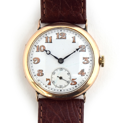 72 - A GENTLEMAN'S 9CT GOLD LONGINES 'AB' CASE
CIRCA 1920s, PARCHMENT DIAL, PAINTED ARABIC GOLD NUMERALS,... 