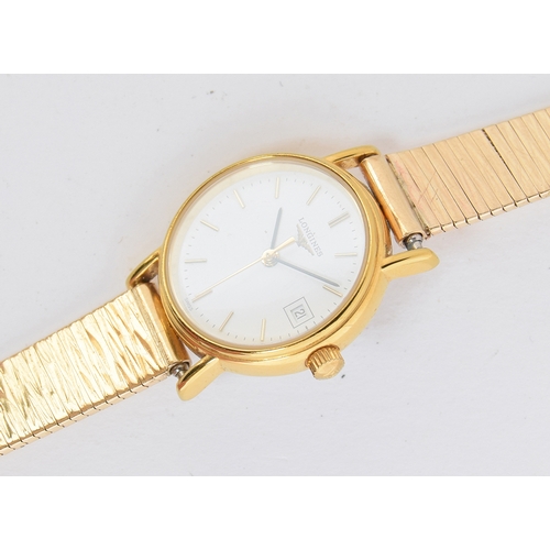 74 - A LADIES STAINLESS STELL AND GOLD PLATED LONGINES WRIST WATCH 
A LADIES MARC FAVRE 9CT GOLD WATCH *B... 