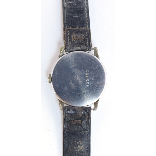 77 - A GENTLEMAN'S GERMAN MILITARY WW2 RECTA WRIST WATCH
CIRCA 1940s, German Army service watch, Arabic n... 