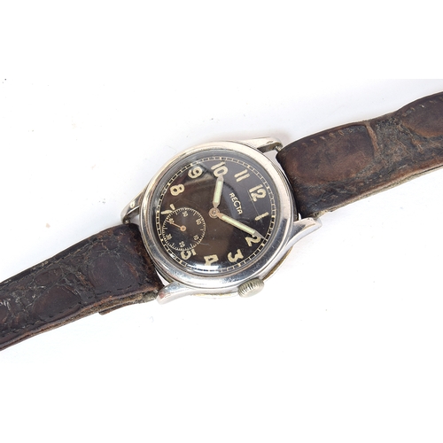 77 - A GENTLEMAN'S GERMAN MILITARY WW2 RECTA WRIST WATCH
CIRCA 1940s, German Army service watch, Arabic n... 