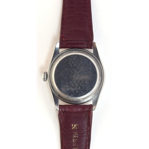 84 - A FINE STAINLESS STEEL ROLEX OYSTER WRIST WATCH
CIRCA 1955, REF 6082, PARCHMENT DIAL, GOLD ARROW HEA... 