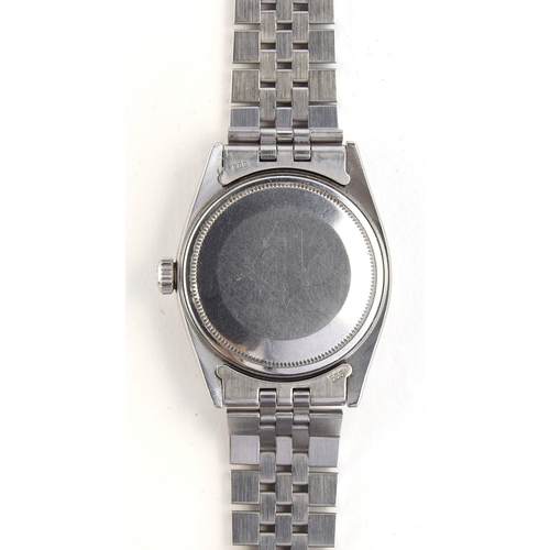 89 - A GENTLEMAN'S STAINLESS STEEL ROLEX OYSTER PERPETUAL DATEJUST 'BUCKLEY' DIAL BRACELET WATCH
CIRCA 19... 