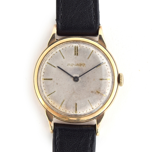 92 - A GENTLEMAN'S 9CT GOLD MOVADO WRIST WATCH
CIRCA 1960s, SILVER DIAL, STRAIGHT BATON MARKERS, STRAIGHT... 