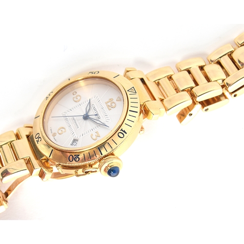 94 - A fine Gentleman's 18ct Gold Pasha de Cartier BRACELET Watch
CIRCA late 1990s, REF 2392, ENGINE TURN... 