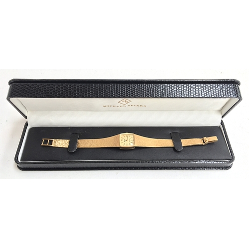 91A - A LADIES 9CT GOLD TUDOR PRECISION BRACELET WATCH
CIRCA 1970, gold coloured textured dial, baton mark... 