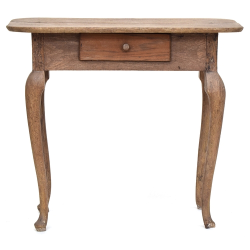 654 - A Continental oak side table, fitted with a drawer, on cabriole supports

Provenance: from the estat... 