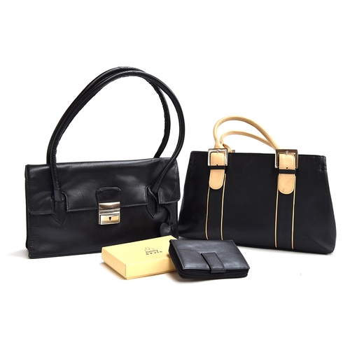 688 - Two handbags from Tommy and Kate, one black with tan handles and silver coloured buckles (19x 33cm a... 