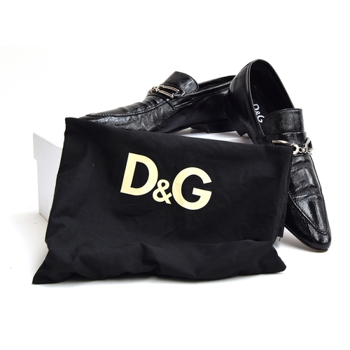 708 - Pair of gents black eelskin snaffle loafers from Dolce and Gabbana (size 42 1/2) in original box wit... 