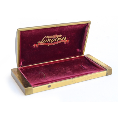 75 - A VERY RARE LONGINES DECO WATCH BOX
 RED VELVET INTERIOR, BRASS FINISH OUTER,  
Case: WIDTH 17cm, HE... 