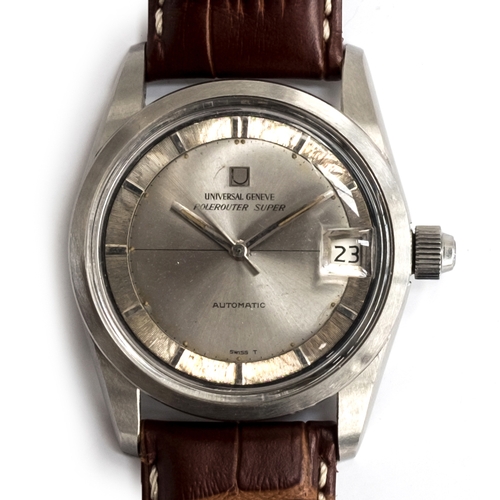 105 - A FINE GENTLEMAN'S STAINLESS STEEL Universal Genéve Polerouter Super
CIRCA 1960s, REF 869112/03, sil... 