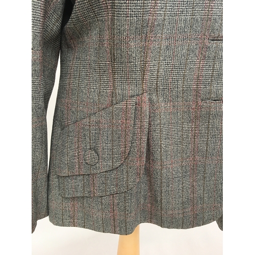 703 - Rare 1940s wool check jacket tailored in Japan, 
self covered buttons and false pockets with double ... 