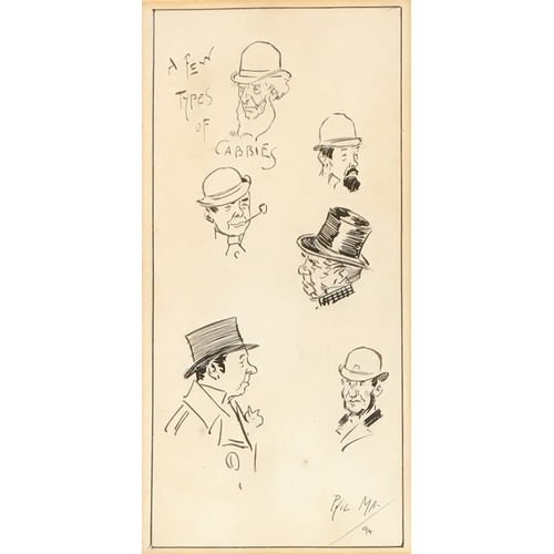 319 - Phil May (1864-1903), two pen and ink cartoons 'A Few Types of Cabbies' and 'How the Other Half Live... 