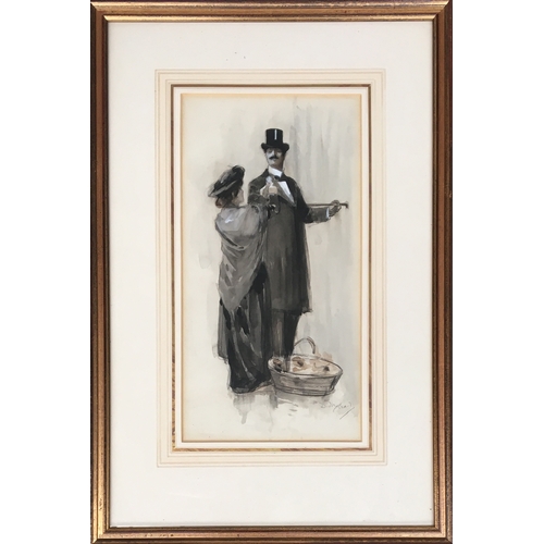 336 - Dudley Hardy (1867-1922), society lady with umbrella, watercolour and gouache, signed lower right, 2... 