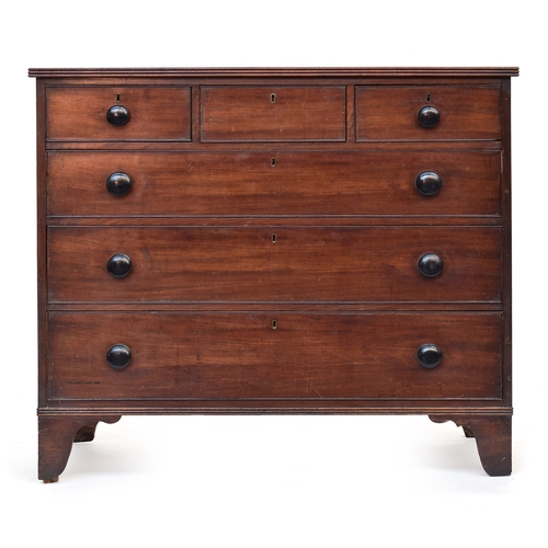 477 - A Scottish chest of three short over three graduated drawers, with triple moulded top, on bracket fe... 