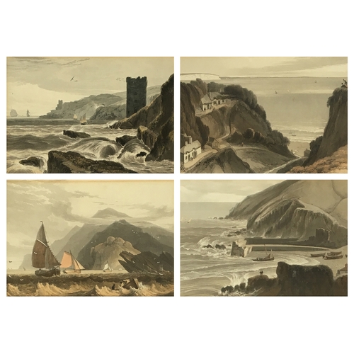 317 - After William Daniell, a set of four hand coloured aquatints of British landscapes, Shanklin Chine, ... 