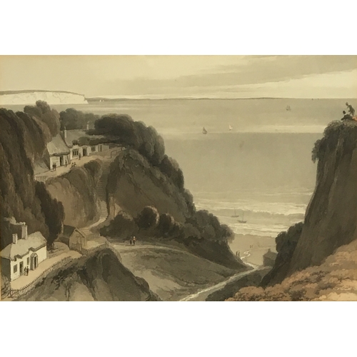 317 - After William Daniell, a set of four hand coloured aquatints of British landscapes, Shanklin Chine, ... 