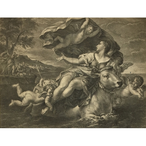 309 - After Francesco Albani (1578-1660), 'Europa och Tjuren', 18th century engraving, Jacob Freij sculp. ... 