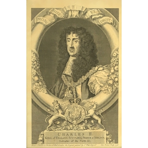 312 - Five 18th century engravings of British monarchs by George Vertue, Charles I, Charles II, James I, J... 