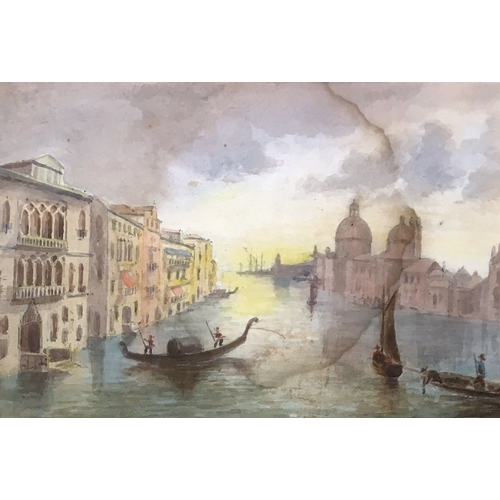 327 - 19th century naive view of the Grand Canal, Venice, watercolour, 16x23cm