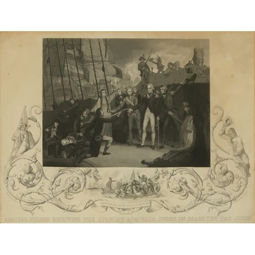 316 - After Orne and engraved by J. Rogers, 'Admiral Nelson receiving the Spanish Admiral's Sword on Board... 