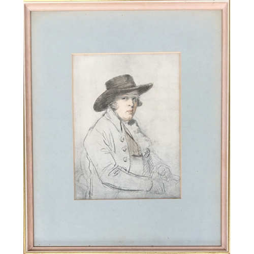 318 - Attributed to George Morland, 'Portrait of John Raphael Smith', hand coloured print, 18.5x25cm