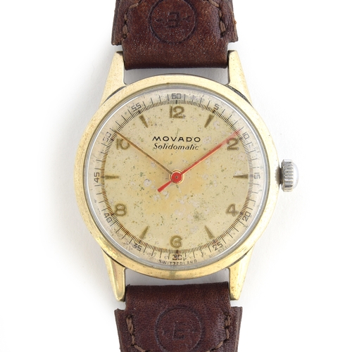 610 - A MOVADO GENTLEMAN'S STEEL AUTOMATIC WRIST WATCH
Circa 1950s, ref. 36111, cream patinated dial with ... 