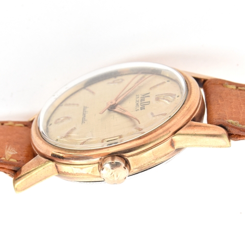 660 - A MUDU STEEL AND GOLD PLATED DOUBLEMATIC GENTLEMAN'S WRIST WATCH WITH DATE
Circa 1950s, silk effect ... 